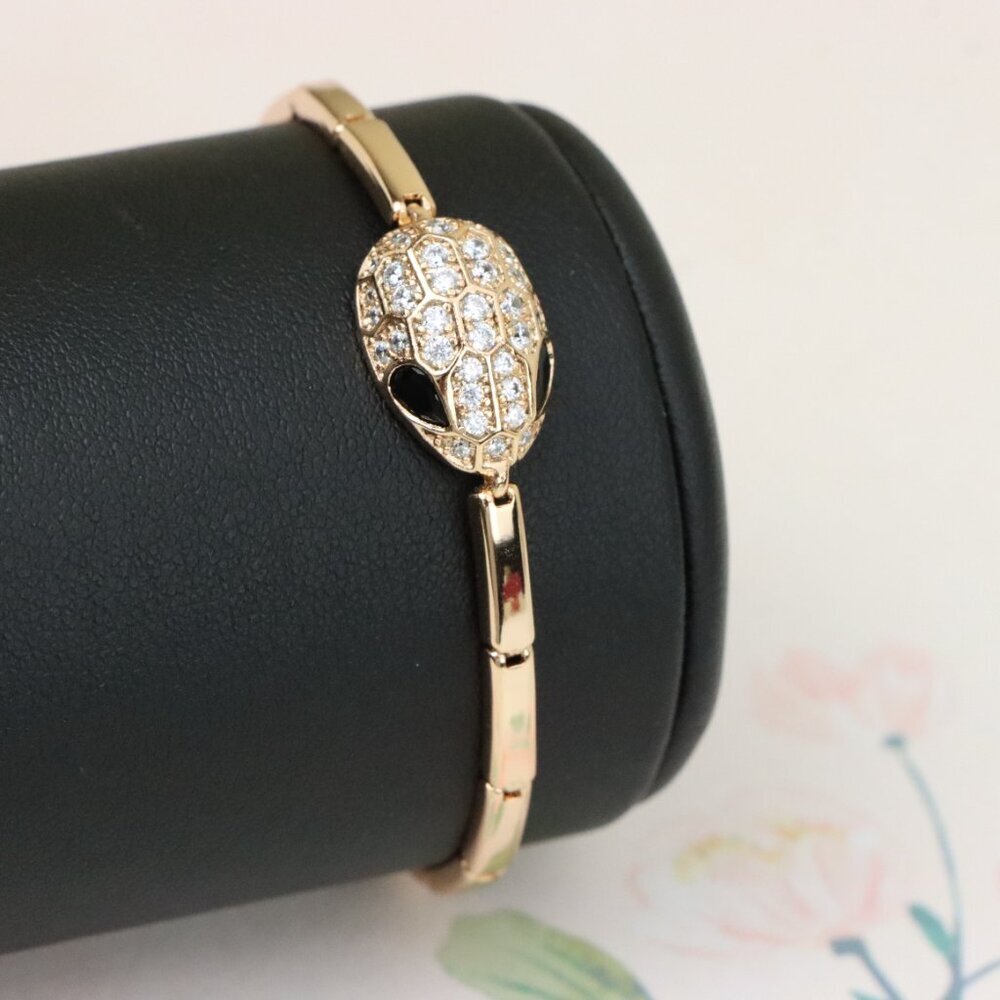 "Rose Gold Snake Head Bracelet with Sparkling Crystals, XPBL1030